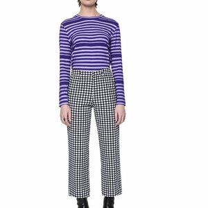 THE KIT Daniel Vosovic NEW Alexa Crop Black White Gingham Check Denim Jeans SZ 8